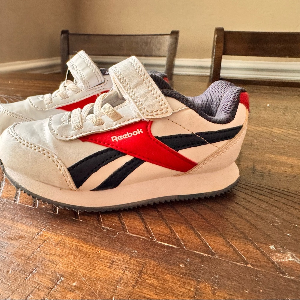 Reebok Kids White Red & Navy Velcro Athletic Sneakers